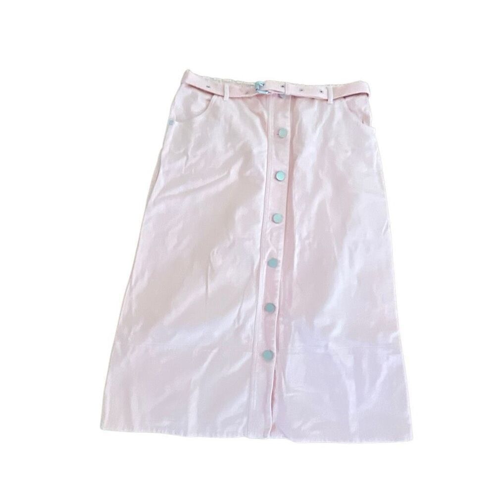Elizabeth and James pink denim button up skirt size 4